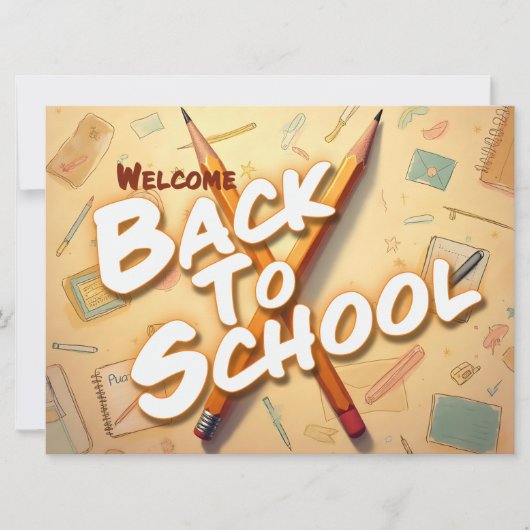 Welkom terug op school – Potloodkunst ontwerp (Voorkant)