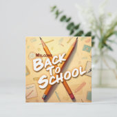 Welkom terug op school – Potloodkunst ontwerp (Staand voorkant)
