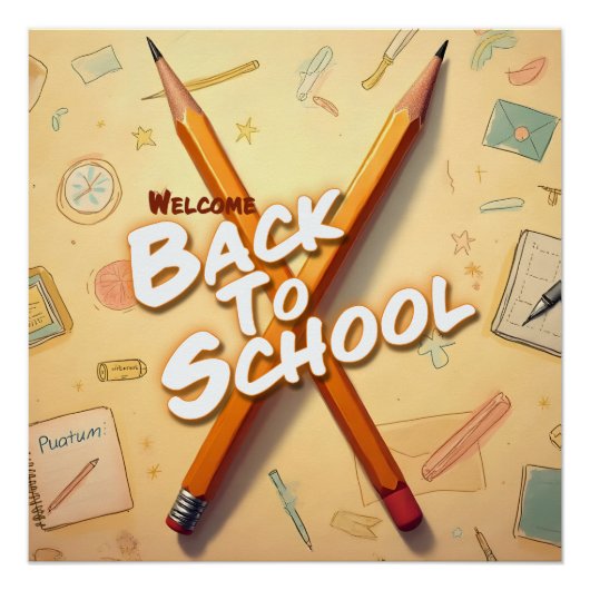 Welkom terug op school – Potloodkunst ontwerp Perfect Poster (Voorkant)