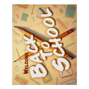 Welkom terug op school – Potloodkunst ontwerp Perfect Poster