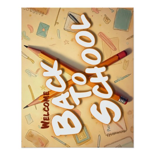 Welkom terug op school – Potloodkunst ontwerp Perfect Poster (Voorkant)
