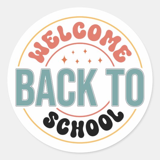 WELKOM TERUG OP SCHOOL RONDE STICKER (Voorkant)