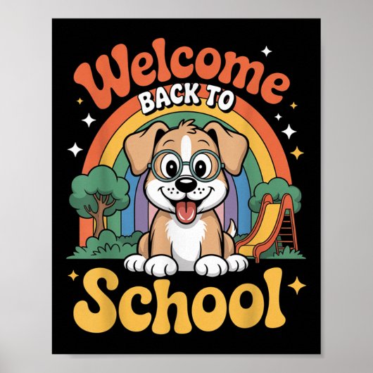 Welkom terug op school Schattige hond Kinderen Eer Poster (Voorkant)