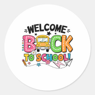 Welkom terug op school Schoolbus eerste schooldag Ronde Sticker