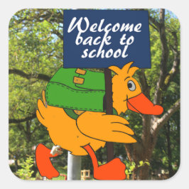 Welkom terug op school vierkante sticker