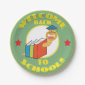Welkom terug op schoolboekworm papieren bordje (Voorkant)