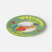 Welkom terug op schoolboekworm papieren bordje (Gekanteld)