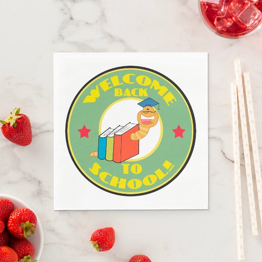 Welkom terug op schoolboekworm servet