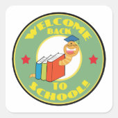Welkom terug op schoolboekworm vierkante sticker (Voorkant)