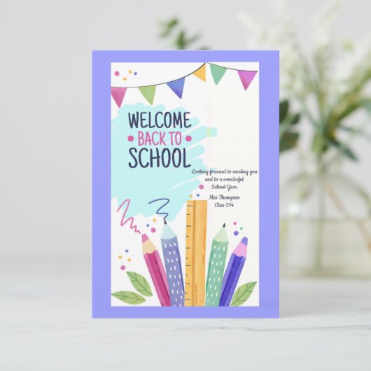 Welkom terug op schoolkaart kaart (Staand voorkant)