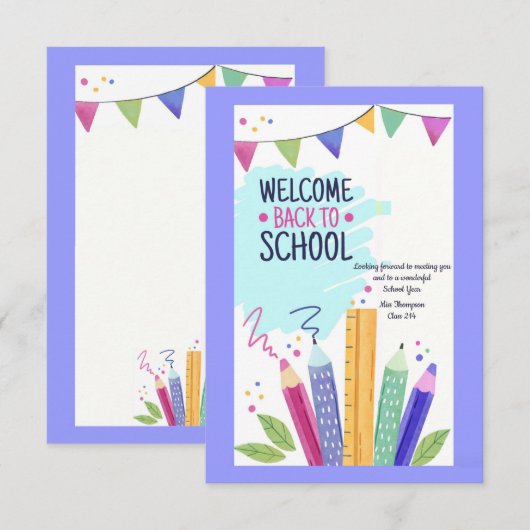 Welkom terug op schoolkaart kaart (Voorkant / Achterkant)