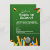 Welkom terug op schoolnotitie kaart (Voorkant / Achterkant)