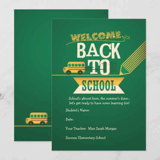 Welkom terug op uitnodiging van schoolpartij (Voorkant / Achterkant)