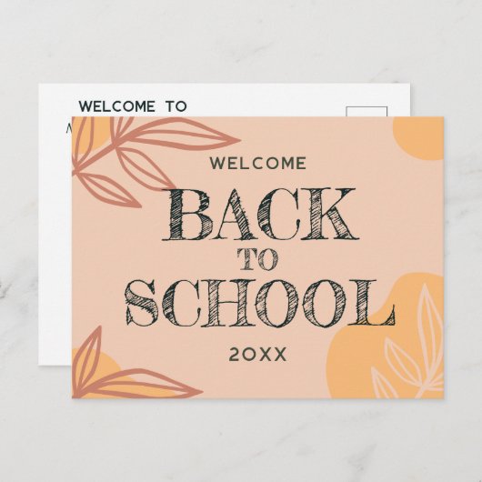 Welkom terug perzik briefkaart (Voorkant / Achterkant)