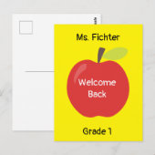 Welkom Terug Rode Apple met de Naam van de Leraar  Briefkaart (Voorkant / Achterkant)