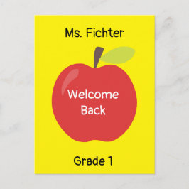 Welkom Terug Rode Apple met de Naam van de Leraar  Briefkaart