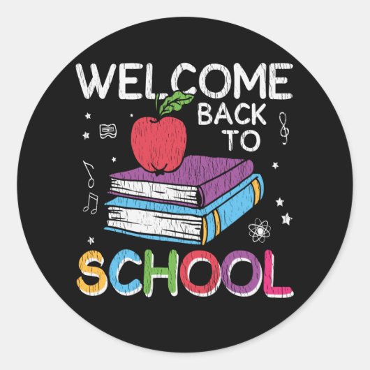 Welkom terug School First Grade Teacher Kinder Cre Ronde Sticker (Voorkant)