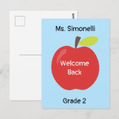 Welkom Terug School Leraar Red Apple Briefkaart (Voorkant / Achterkant)