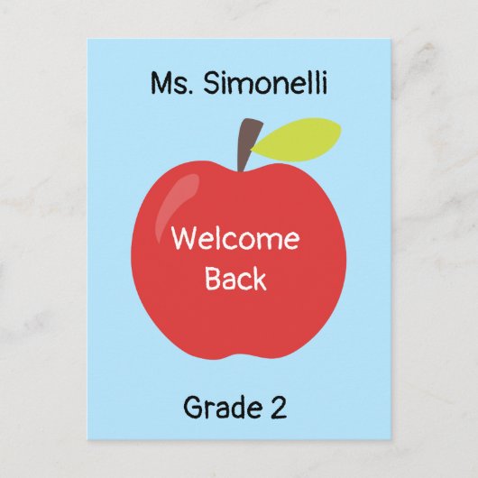 Welkom Terug School Leraar Red Apple Briefkaart (Voorkant)