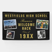 Welkom terug School reünie Vier Foto Collage Spandoek (Horizontaal)