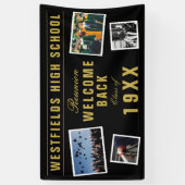 Welkom terug School reünie Vier Foto Collage Spandoek (Verticaal)