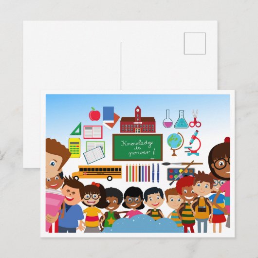 Welkom terug schoolkinderen feestdagenkaart (Voorkant / Achterkant)