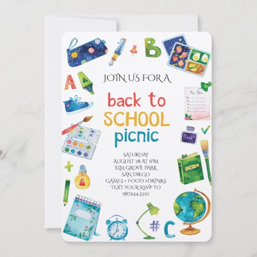 Welkom terug schoolpicknick kaart (Voorkant)