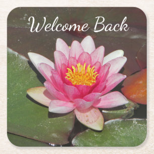 Welkom terug Teacher Water Lily Flower Kartonnen Onderzetters