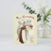 Welkom Thanksgiving Vintage Pilgrim Girl Briefkaart (Staand voorkant)