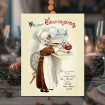 Welkom Thanksgiving Vintage Pilgrim Girl