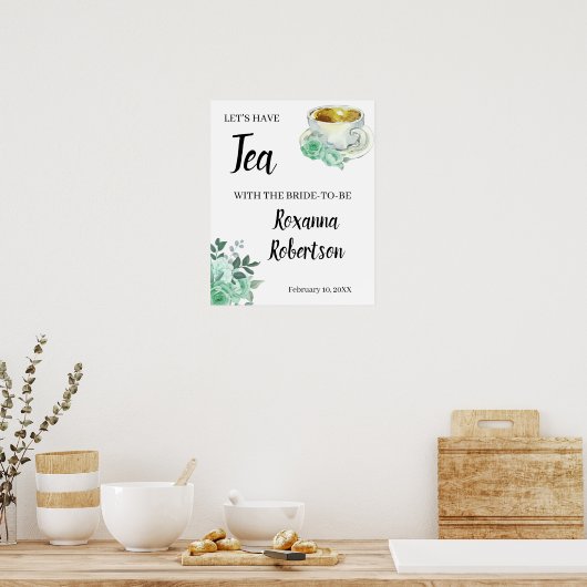 Welkom Thee Bruidsfeest Groene Rozen Bord Poster (Keuken)