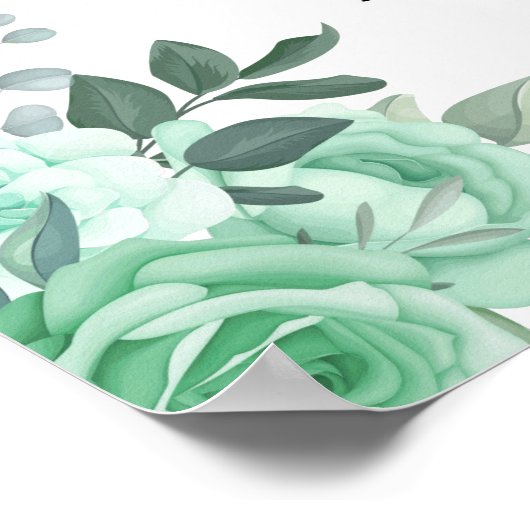 Welkom Thee Bruidsfeest Groene Rozen Bord Poster (Hoek)