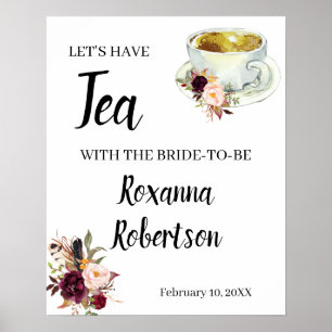Welkom Thee Bruidsfeest Marsala Bloemen Bord Poster