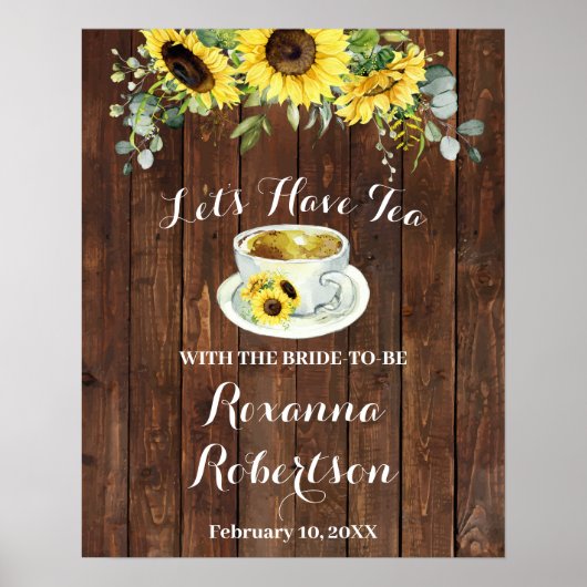 Welkom Thee Bruidsfeest Sunflowers Groene Sign Poster (Voorkant)