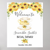 Welkom Thee bruidsfeest zonnebloemen bloemenschild Poster (Voorkant)