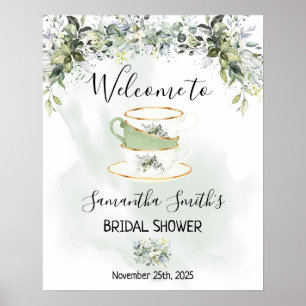 Welkom Thee bruisfeest Eucalyptus sappige groene b Poster