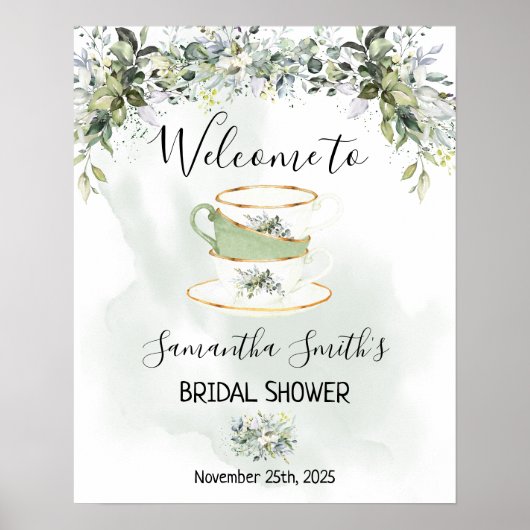 Welkom Thee shower Eucalyptus succulente groene te Poster (Voorkant)