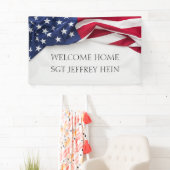 Welkom Thuis Amerikaanse Vlag Militaire Viering Spandoek (Insitu)