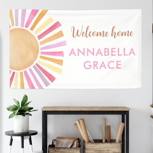 Welkom thuis baby meisje zon boho zonneschijn spandoek