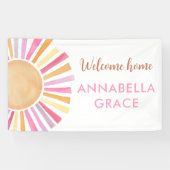 Welkom thuis baby meisje zon boho zonneschijn spandoek (Horizontaal)