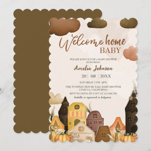 Welkom thuis baby pompoen Herfst Baby shower Kaart (Voorkant / Achterkant)