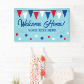 Welkom Thuis banner teken met kleurrijke vlaggen (Insitu)