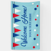 Welkom Thuis banner teken met kleurrijke vlaggen (Verticaal)