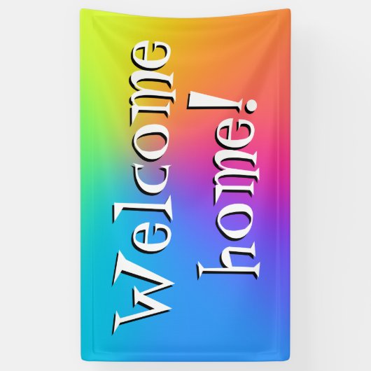 Welkom thuis! Bright regenbooggradiëntbanner Spandoek (Verticaal)