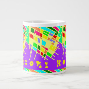 Welkom thuis brite splash kunst en bericht grote koffiekop