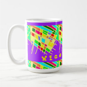 Welkom thuis brite splash kunst en bericht koffiemok
