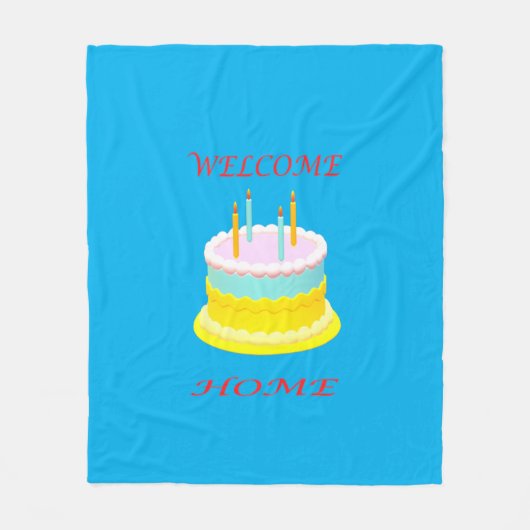 Welkom thuis diepzeeblauw met een taart-baby bla fleece deken (Voorkant)