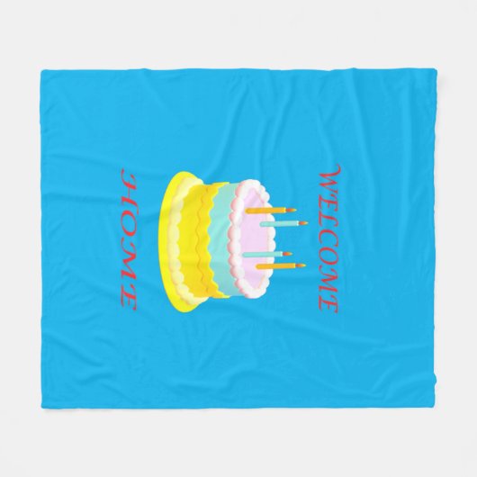 Welkom thuis diepzeeblauw met een taart-baby bla fleece deken (Voorkant (Horizontaal))