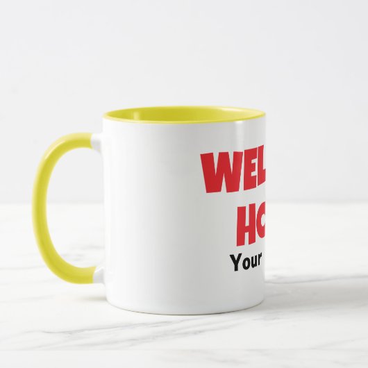 Welkom thuis gepersonaliseerde koffie mok cadeau (Links)