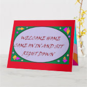 Welkom thuis Groetjes art design rood paarse Kaart (Gele Bloem)